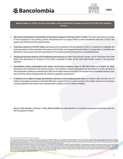 Vorschaubild Grupo Cibest (Bancolombia) Quartalsbericht 2023-q1
