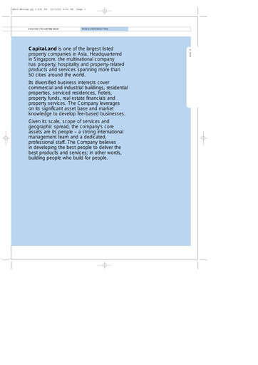 Thumbnail CapitaLand Investment Limited Annual Report 2001