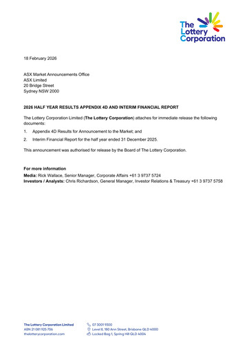 Miniature The Lottery Corporation Rapport semestriel 2026-h1