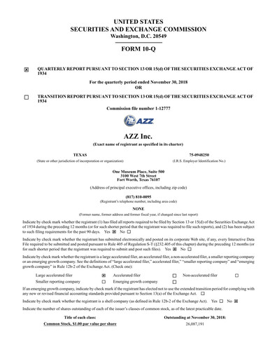 Thumbnail AZZ Quarterly Report 2019-q3