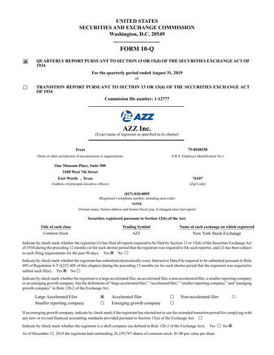 Thumbnail AZZ Quarterly Report 2020-q2