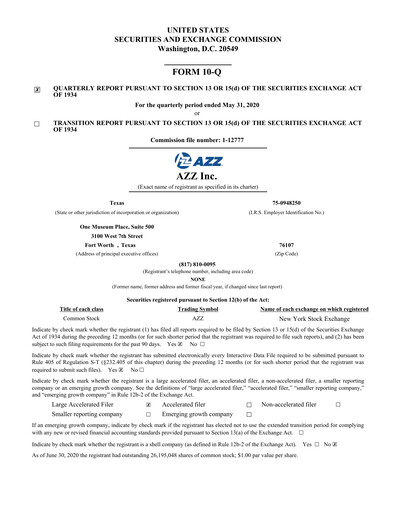 Thumbnail AZZ Quarterly Report 2021-q1