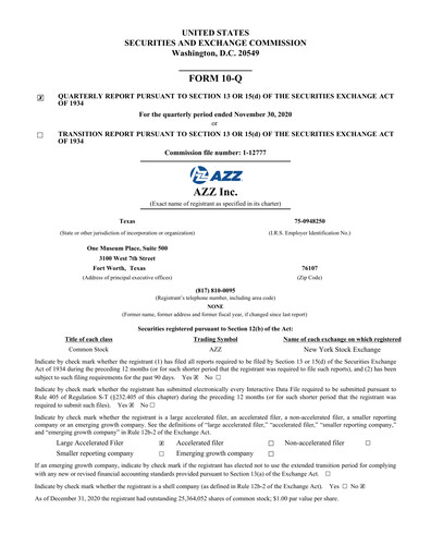 Thumbnail AZZ Quarterly Report 2021-q3