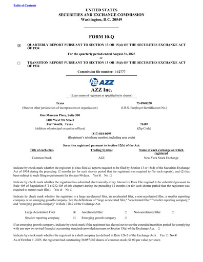 Thumbnail AZZ Quarterly Report 2026-q2
