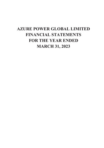 Miniature Azure Power
 Bilan financier 2022-2023