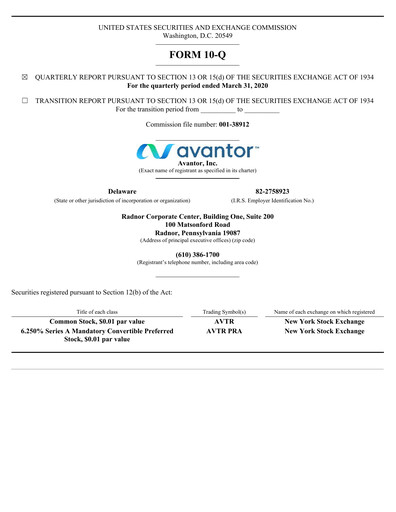 Thumbnail Avantor Quarterly Report 2020-q1
