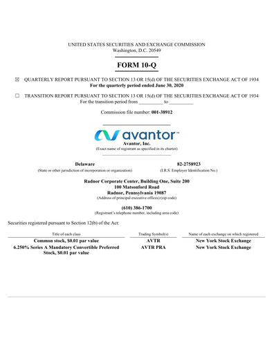Thumbnail Avantor Quarterly Report 2020-q2