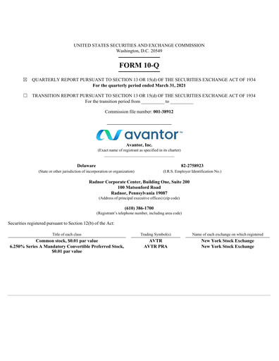 Thumbnail Avantor Quarterly Report 2021-q1