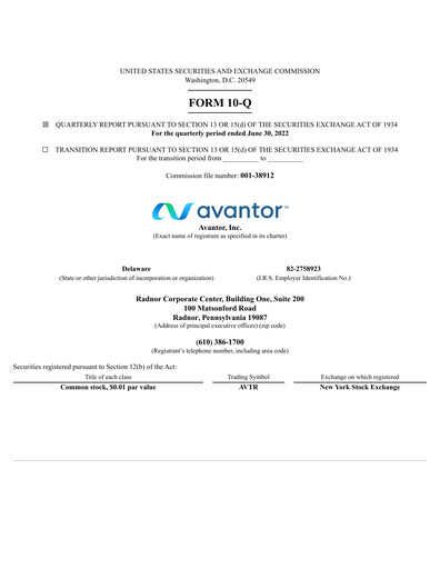 Thumbnail Avantor Quarterly Report 2022-q2