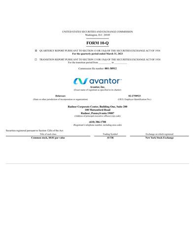 Thumbnail Avantor Quarterly Report 2023-q1