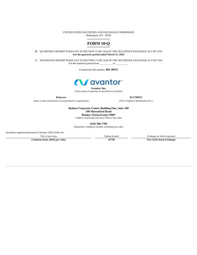 Thumbnail Avantor Quarterly Report 2024-q1