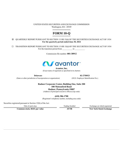 Thumbnail Avantor Quarterly Report 2024-q2