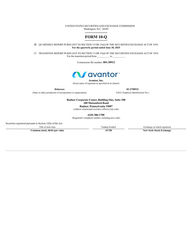 Thumbnail Avantor Quarterly Report 2025-q2