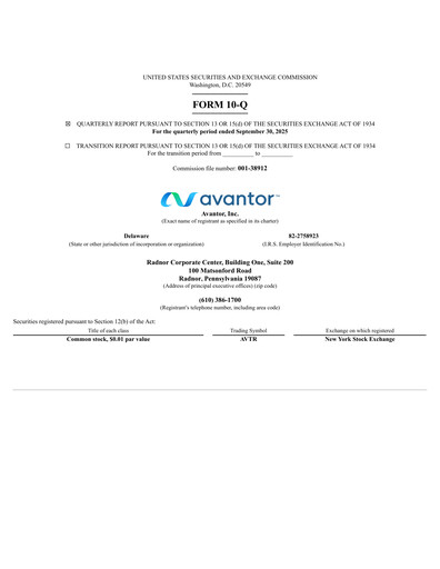 Thumbnail Avantor Quarterly Report 2025-q3
