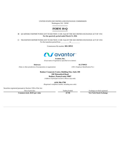 Thumbnail Avantor Quarterly Report 2026-q1
