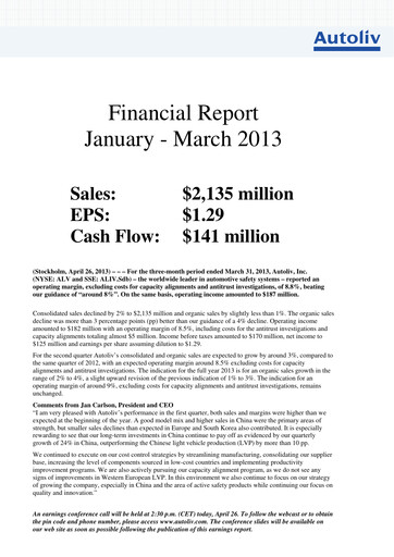 Thumbnail Autoliv Quarterly Report 2013-q1