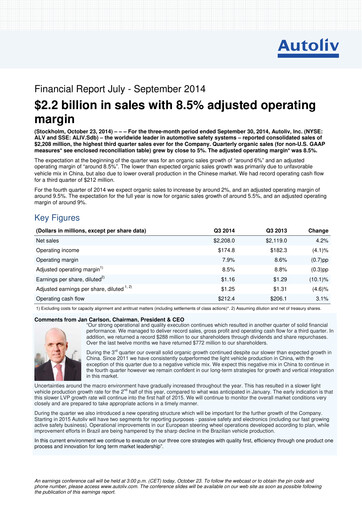 Thumbnail Autoliv Quarterly Report 2014-q3