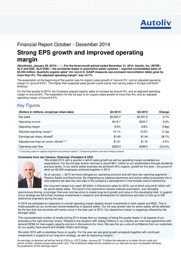 Thumbnail Autoliv Quarterly Report 2014-q4