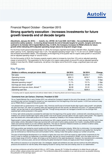 Thumbnail Autoliv Quarterly Report 2015-q4