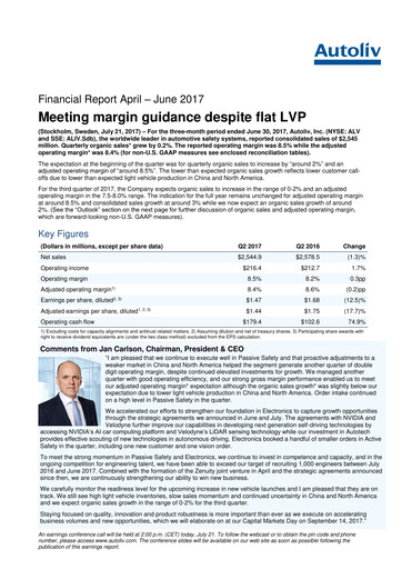 Thumbnail Autoliv Quarterly Report 2017-q2