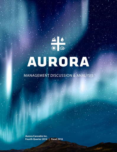 Miniature Aurora Cannabis Rapport annuel 2016