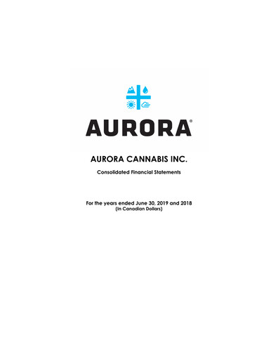 Miniature Aurora Cannabis Bilan financier fy2019