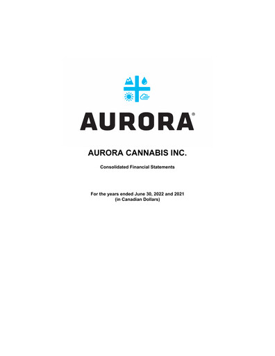 Miniature Aurora Cannabis Bilan financier fy2022