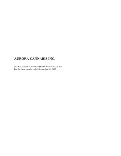 Vorschaubild Aurora Cannabis Quartalsbericht 2016-q1