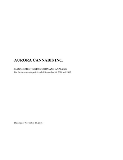 Vorschaubild Aurora Cannabis Quartalsbericht 2017-q1