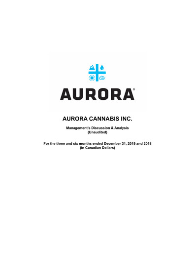 Vorschaubild Aurora Cannabis Quartalsbericht 2020-q2