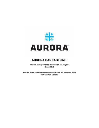 Vorschaubild Aurora Cannabis Quartalsbericht 2020-q3