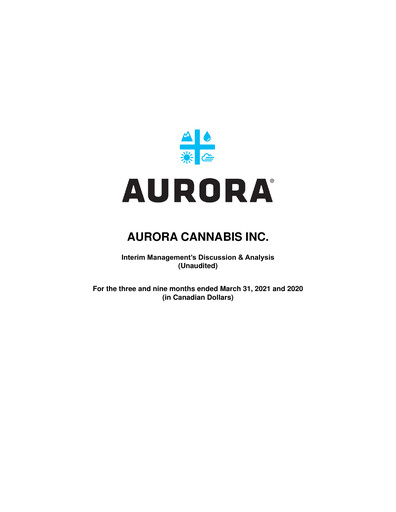 Vorschaubild Aurora Cannabis Quartalsbericht 2021-q3