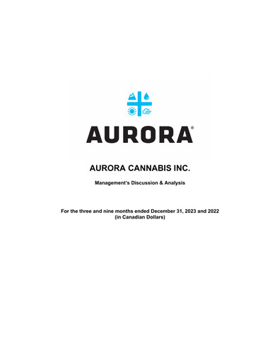 Vorschaubild Aurora Cannabis Quartalsbericht 2024-q3