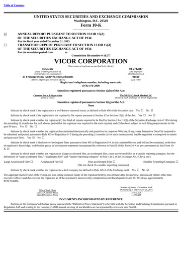 Thumbnail Vicor
 Annual Report 2015