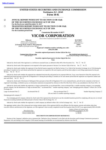 Thumbnail Vicor
 Annual Report 2017