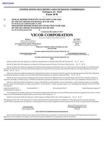 Thumbnail Vicor
 Annual Report 2018