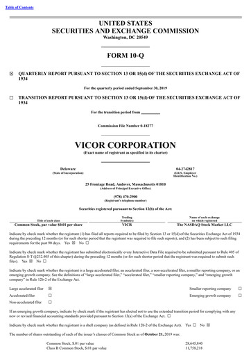 Thumbnail Vicor
 Quarterly Report 2019-q3