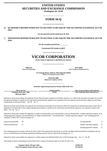 Thumbnail Vicor
 Quarterly Report 2021-q2