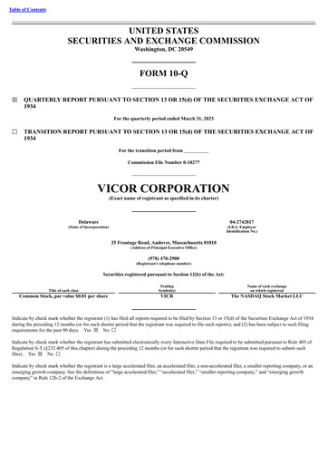 Thumbnail Vicor
 Quarterly Report 2023-q1