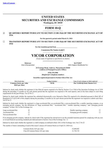 Thumbnail Vicor
 Quarterly Report 2024-q1