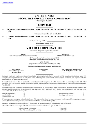 Thumbnail Vicor
 Quarterly Report 2026-q1