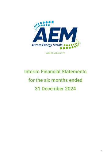 Vorschaubild Aurora Energy Metals Finanzmitteilung 2025-h1