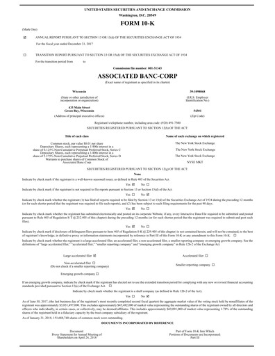 Thumbnail Associated Banc-Corp
 Financial Report 2017