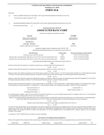 Thumbnail Associated Banc-Corp
 Financial Report 2021