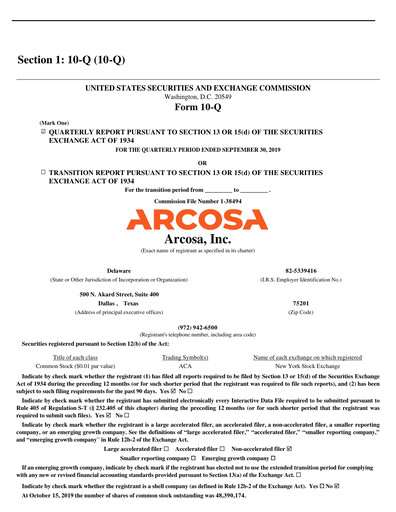 Miniature Arcosa
 Rapport trimestriel 2019-q3