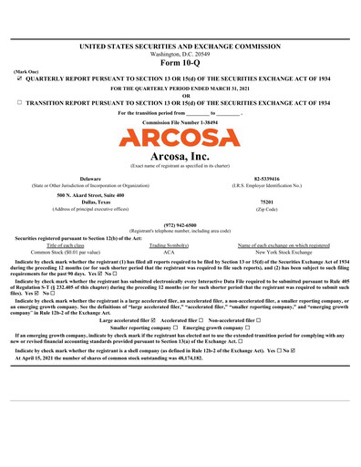 Miniature Arcosa
 Rapport trimestriel 2021-q1