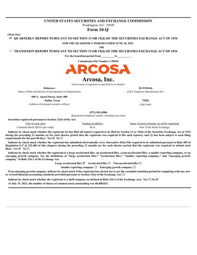 Miniature Arcosa
 Rapport trimestriel 2021-q2