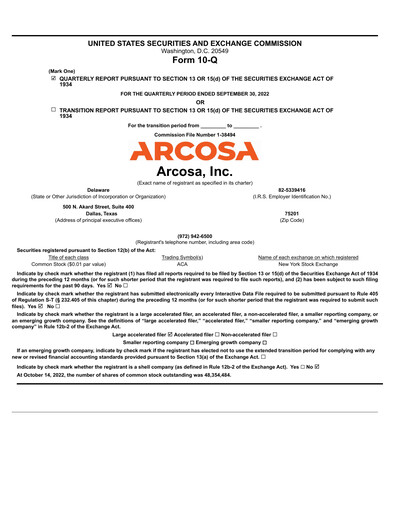 Miniature Arcosa
 Rapport trimestriel 2022-q3