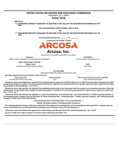 Miniature Arcosa
 Rapport trimestriel 2023-q2