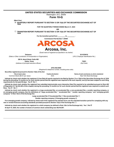 Miniature Arcosa
 Rapport trimestriel 2025-q1